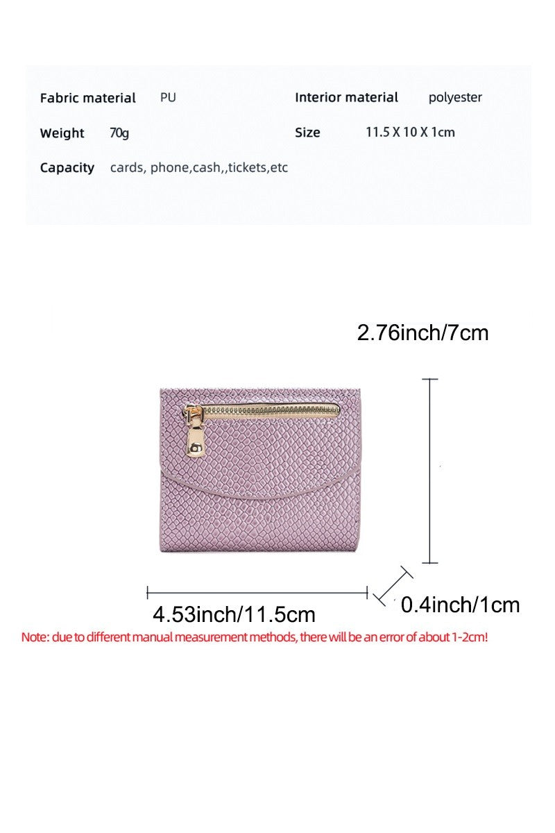 Crocodile Pattern Vegan Leather Trifold Wallet