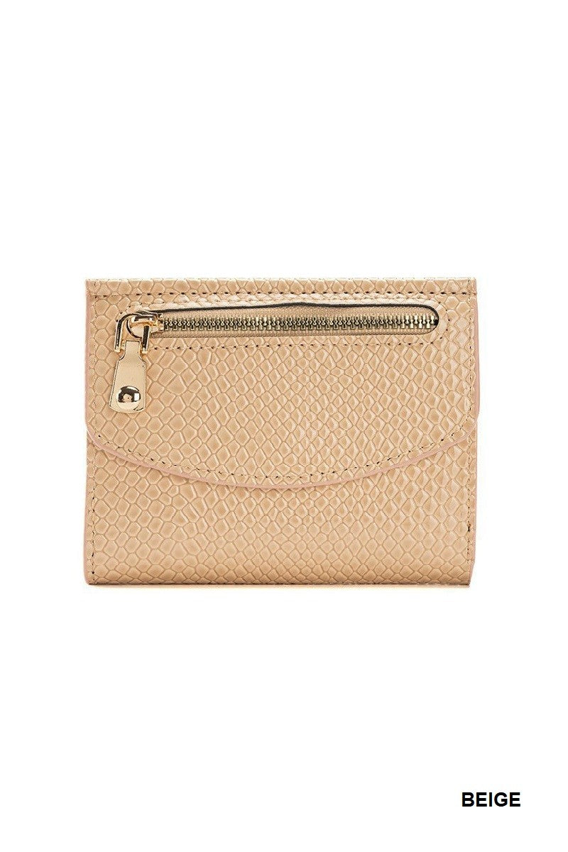 Crocodile Pattern Vegan Leather Trifold Wallet