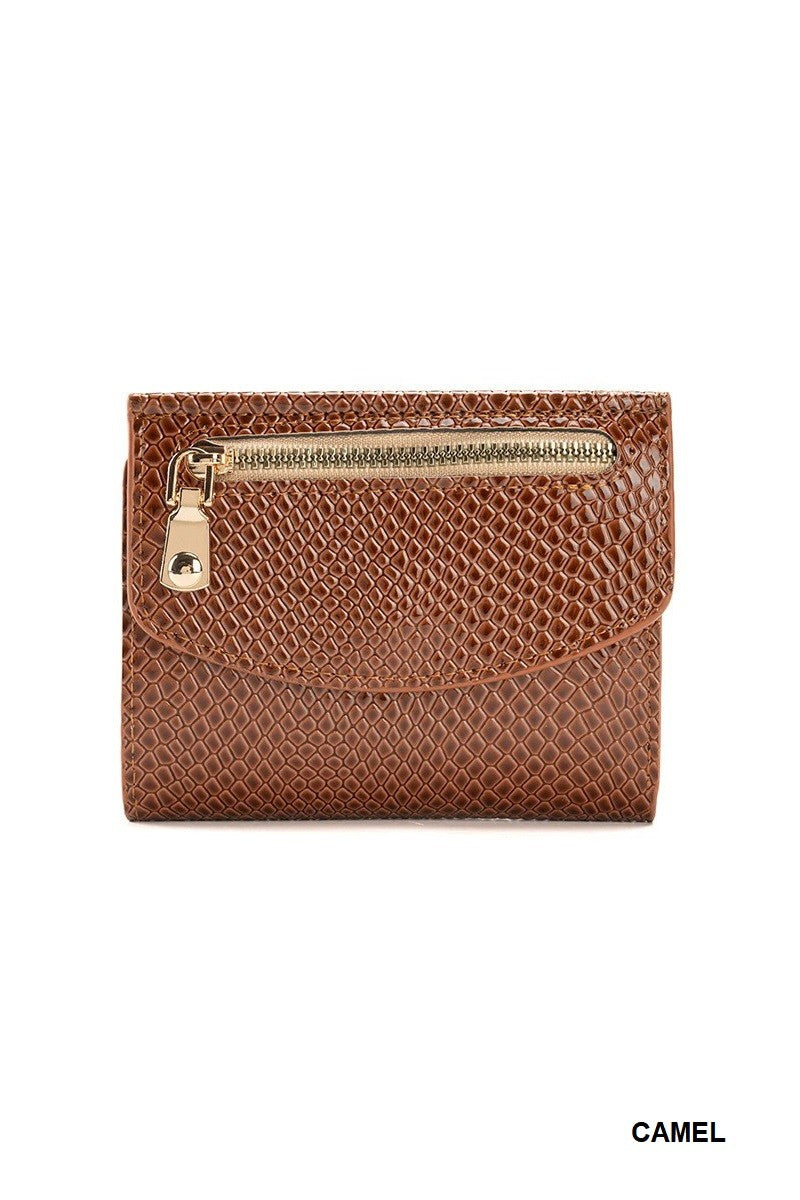 Crocodile Pattern Vegan Leather Trifold Wallet