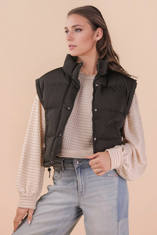 Mock Neck Casual Puffer Vest
