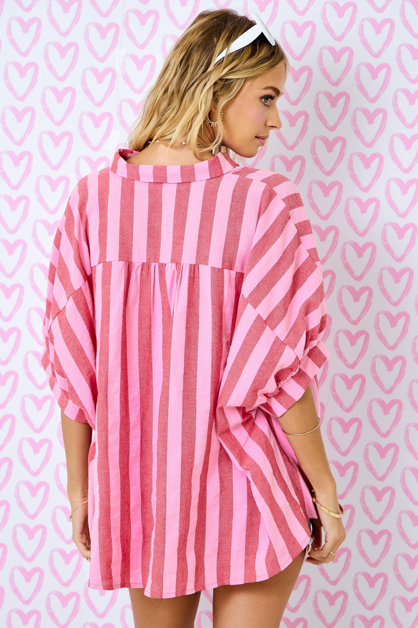 Striped Button-Down Oversized Shirt