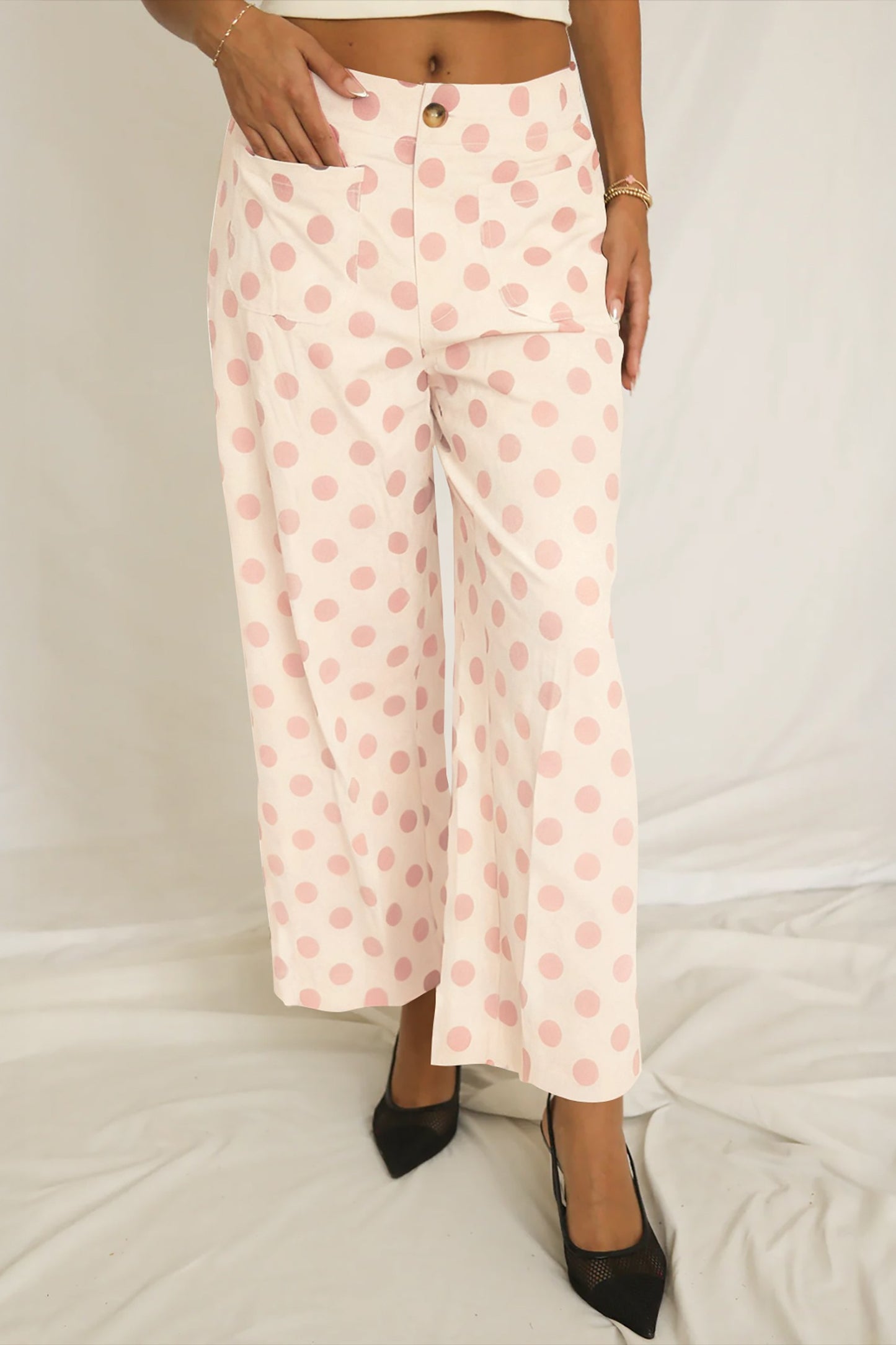 Casual Polka Dot Wide Leg Pants