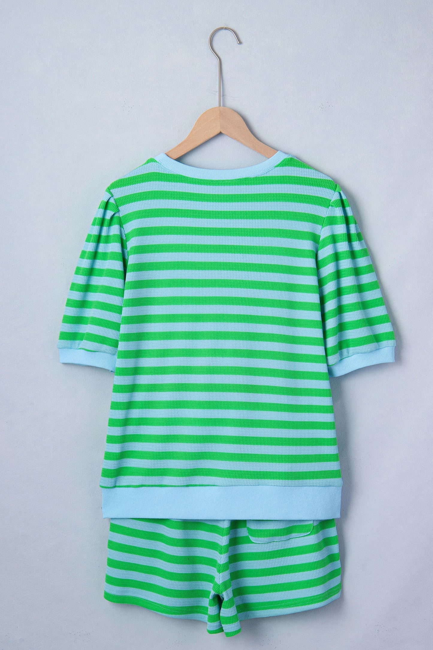Stripe Puff T Shirt Matching Shorts Set