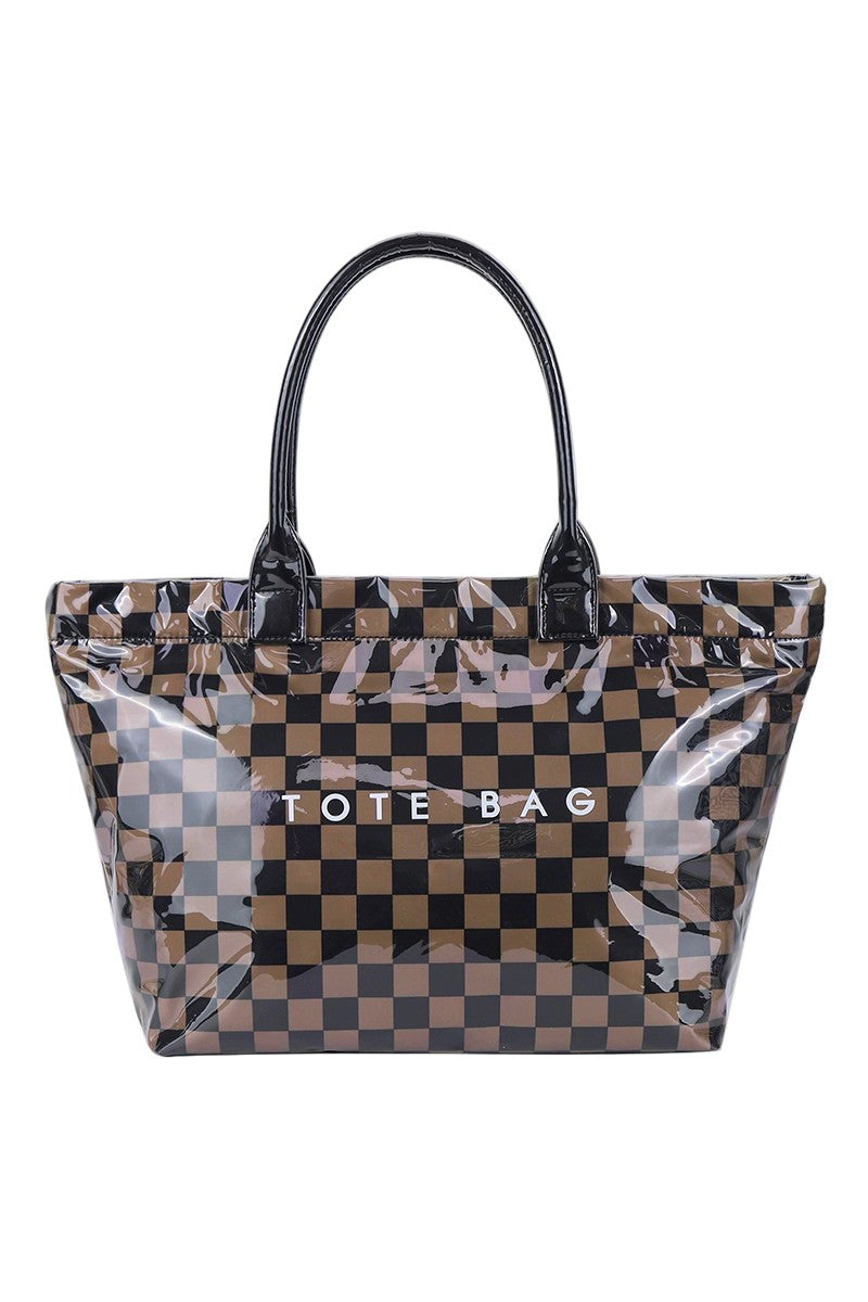 PVC Kraft Checkered Tote Bag
