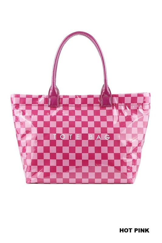 PVC Kraft Checkered Tote Bag