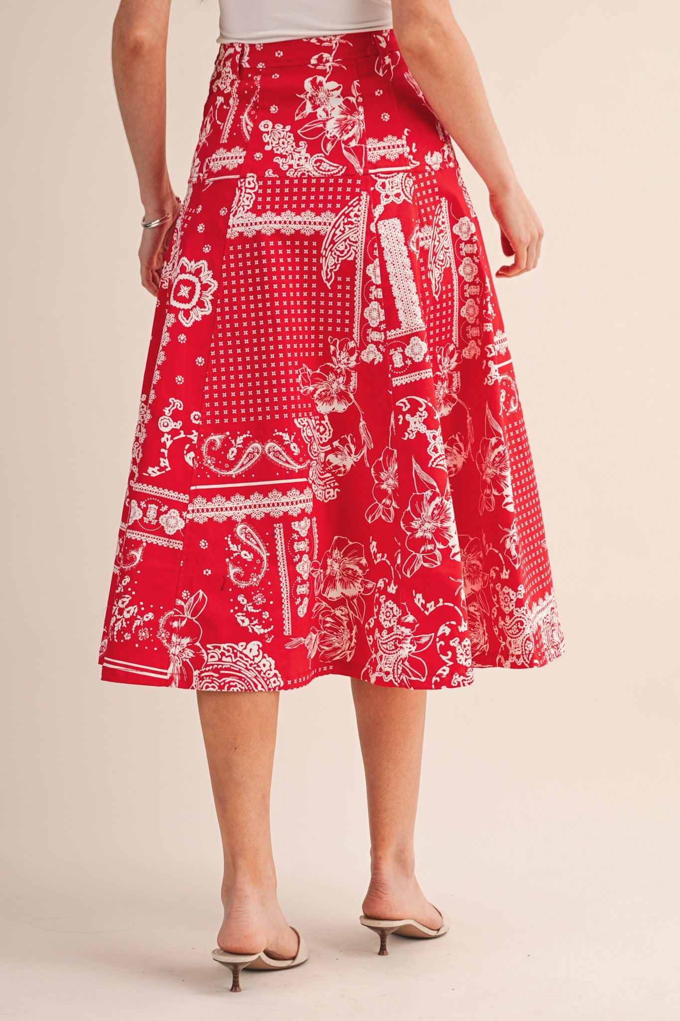 Paisley Denim Button Down Midi Skirt
