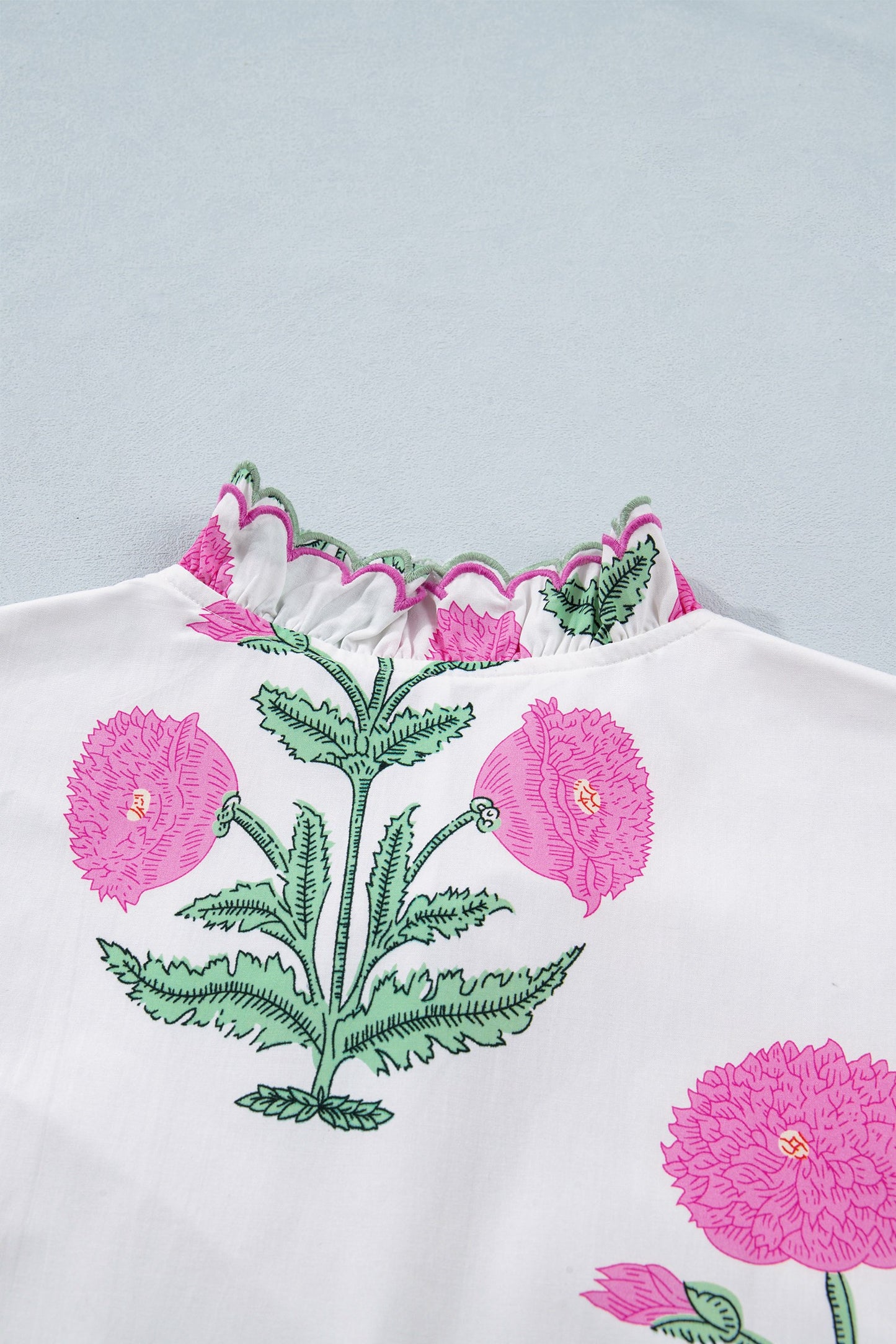 Embroidery Trim V Neck Drop Waist Mini Dress