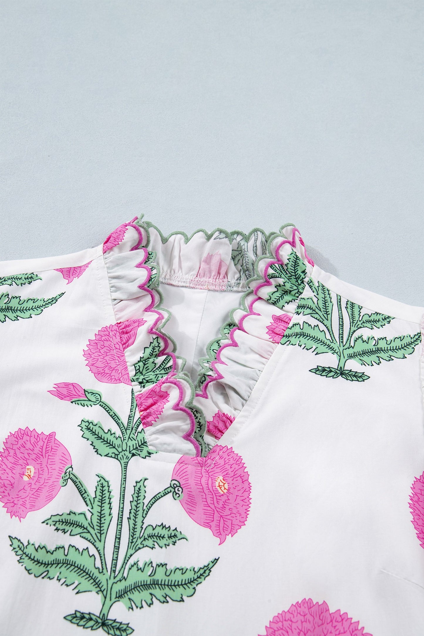 Embroidery Trim V Neck Drop Waist Mini Dress