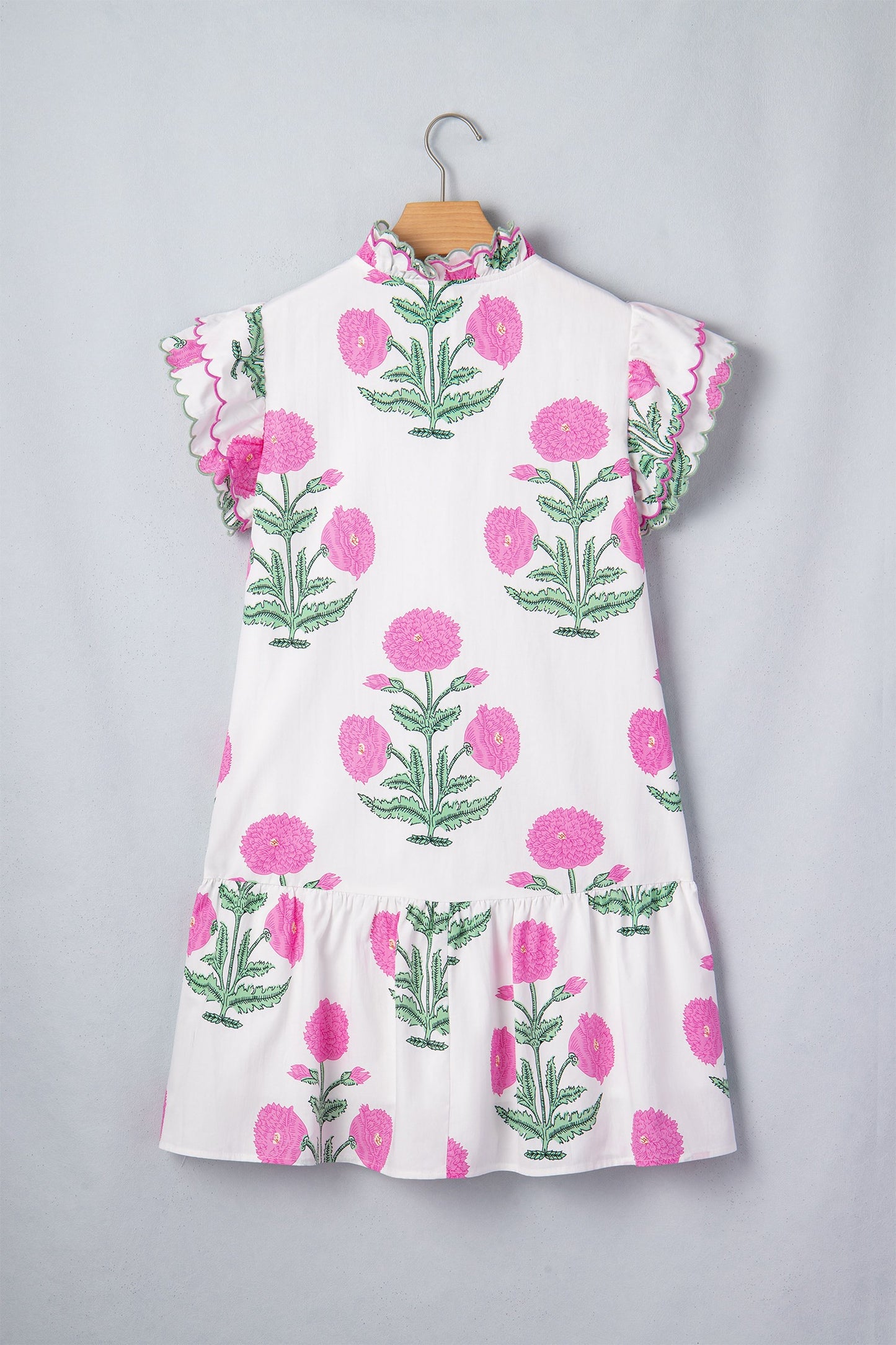Embroidery Trim V Neck Drop Waist Mini Dress