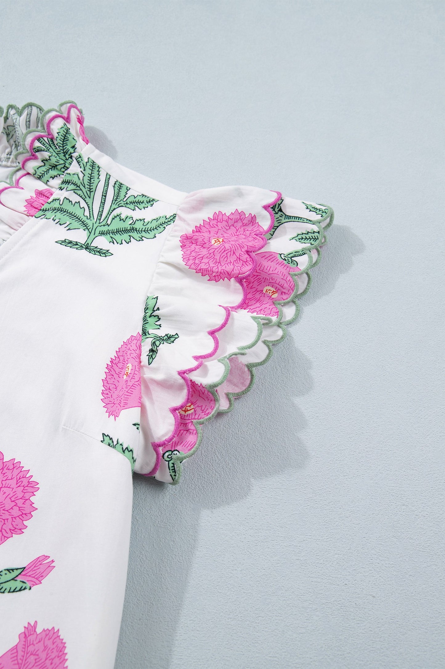 Embroidery Trim V Neck Drop Waist Mini Dress