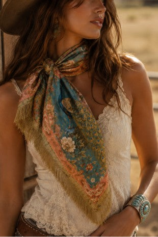 Western Botanical Fringed Scarf