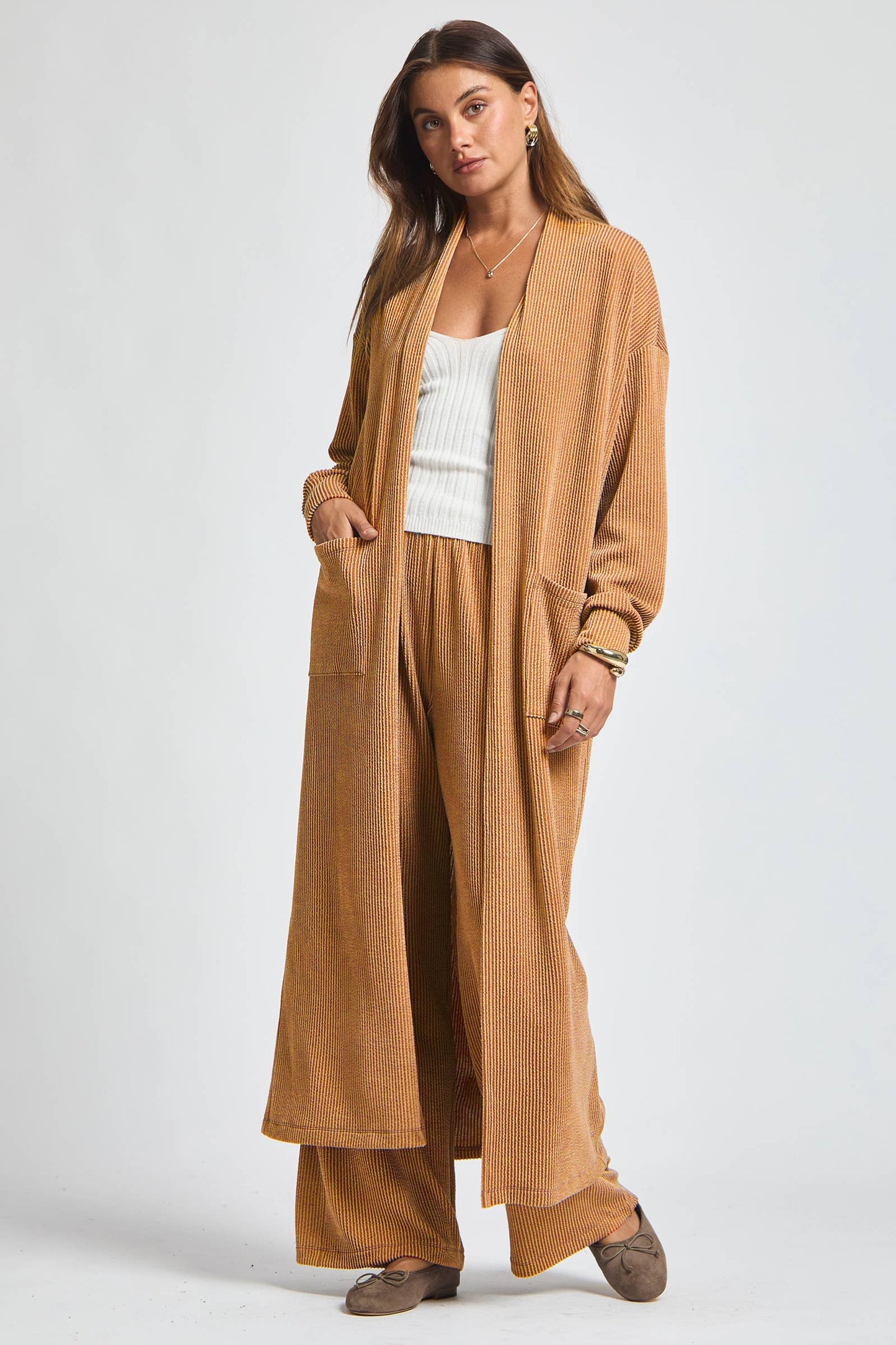 Dear Scarlett - Longline Cardigan + Relaxed Pants 2 Piece