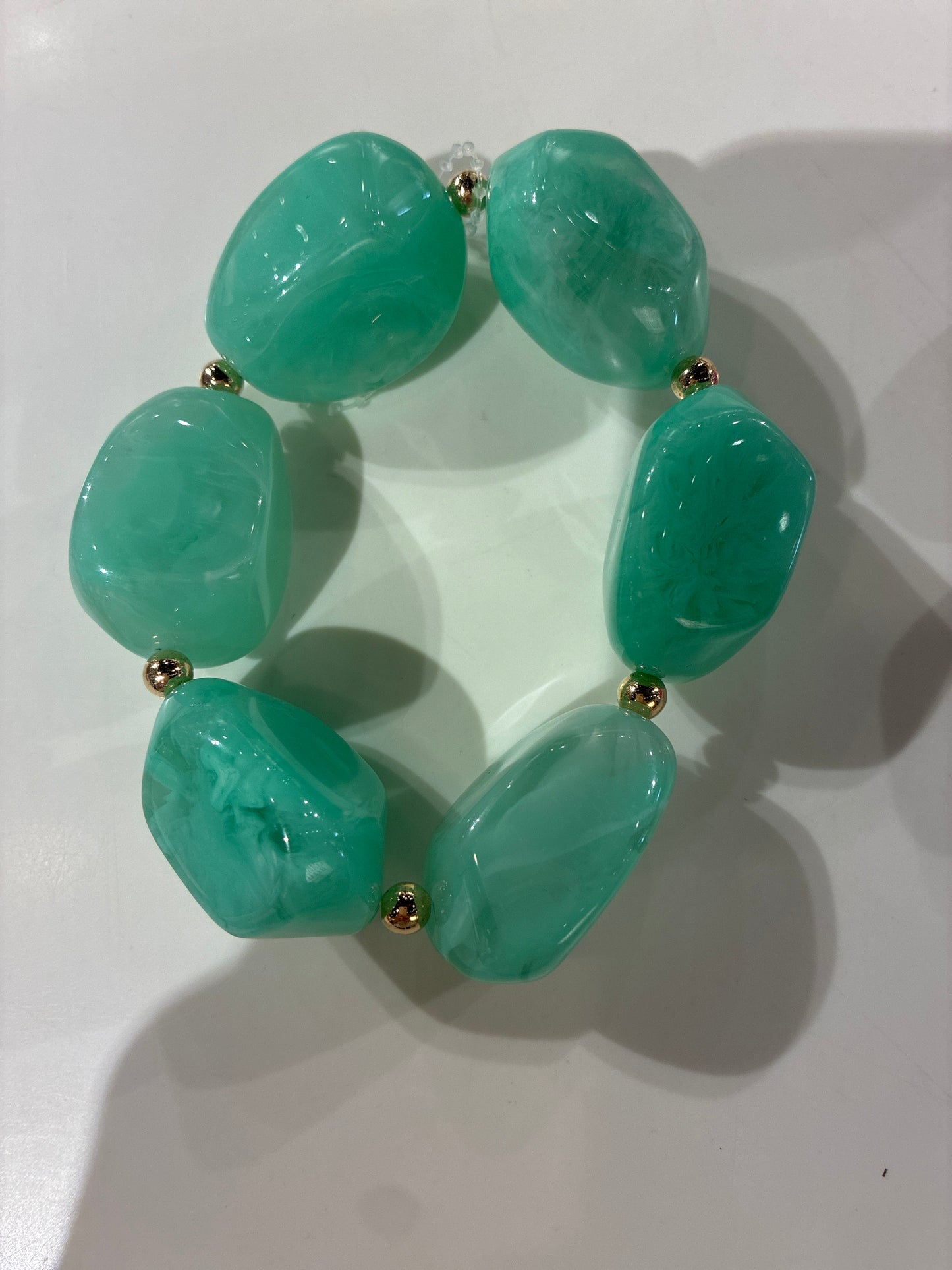 Chunky Marble Acrylic Beaded Stretch Braclet