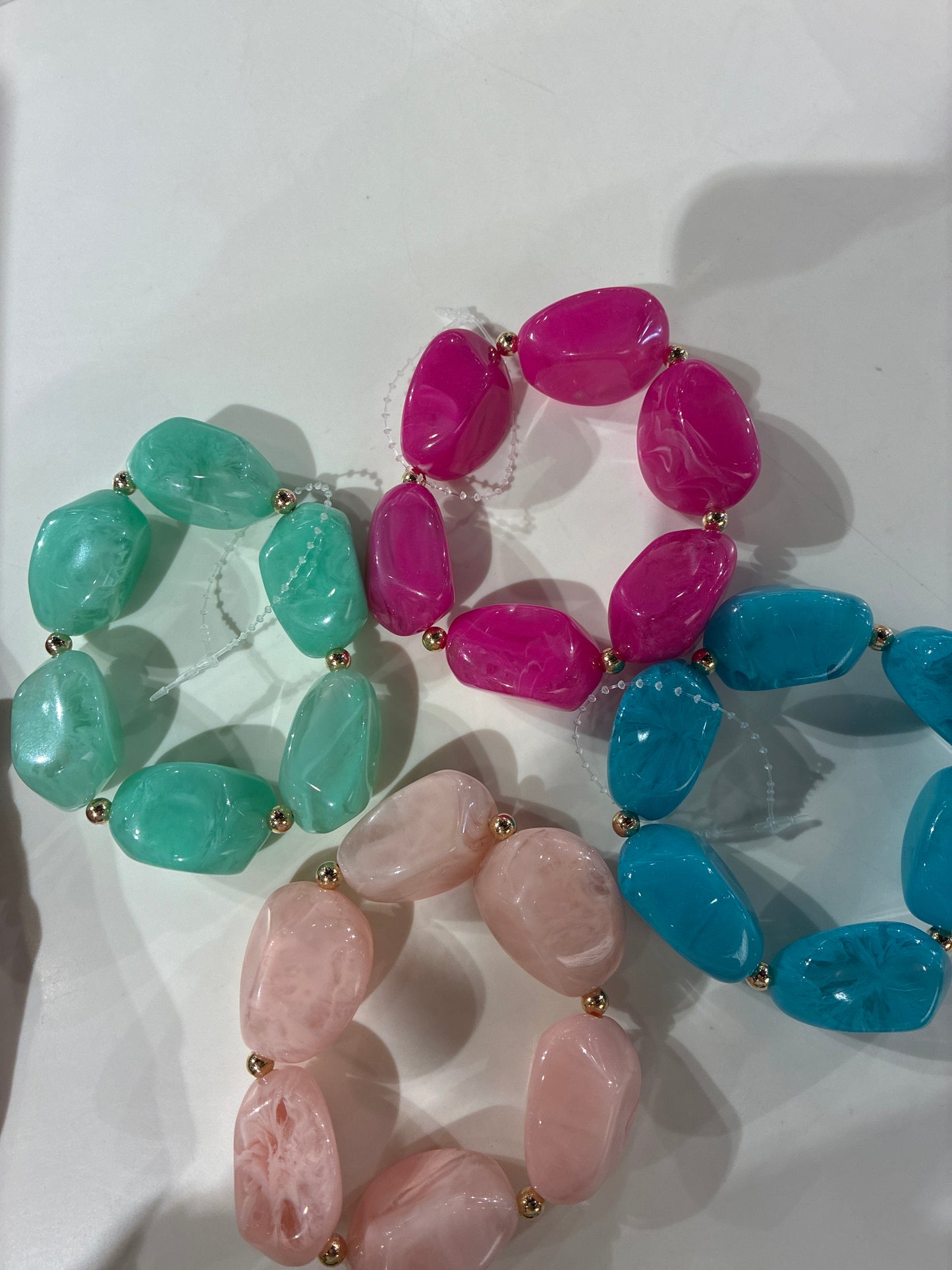 Chunky Marble Acrylic Beaded Stretch Braclet