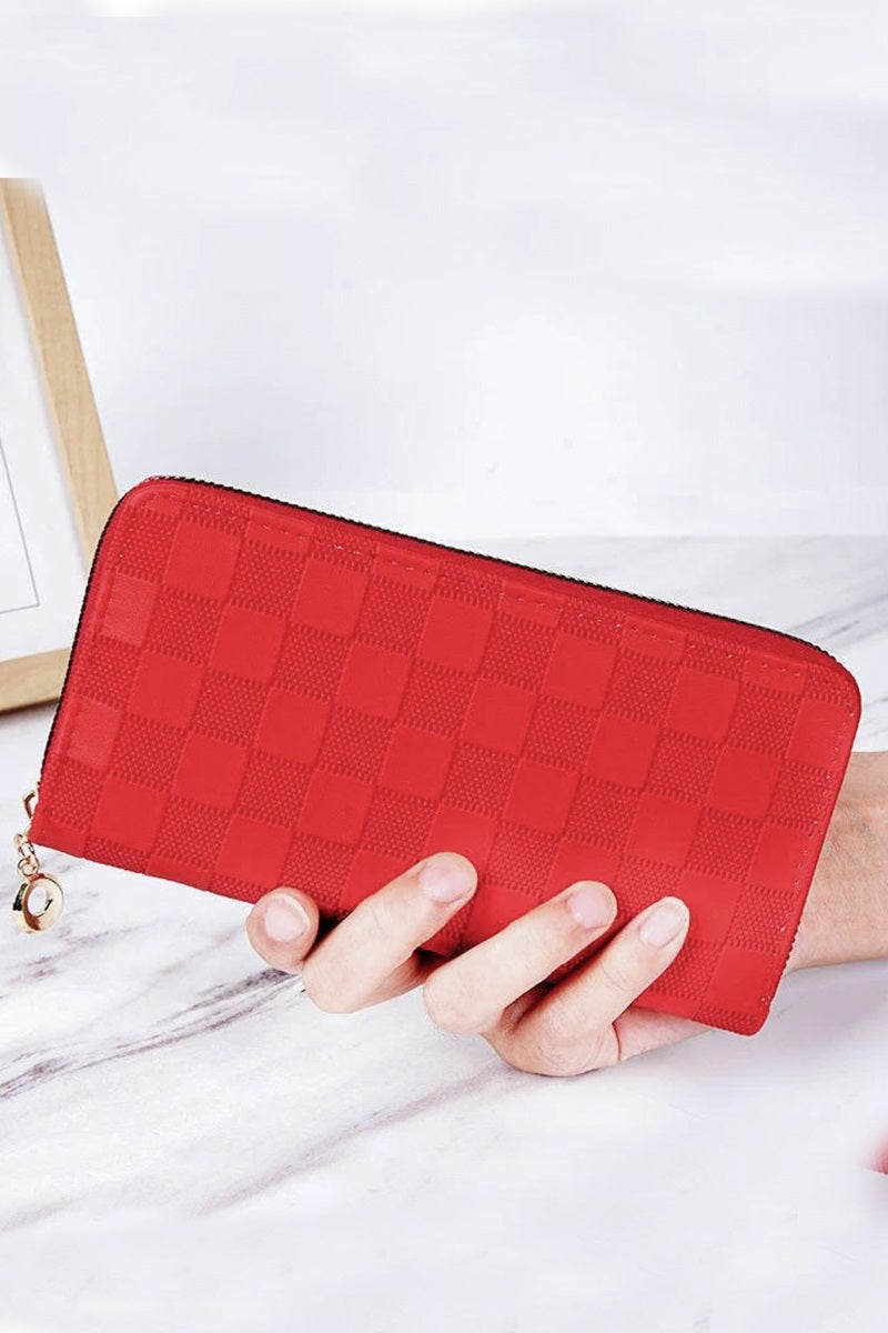 Checkered Monogram Vegan Leather Long Wallet