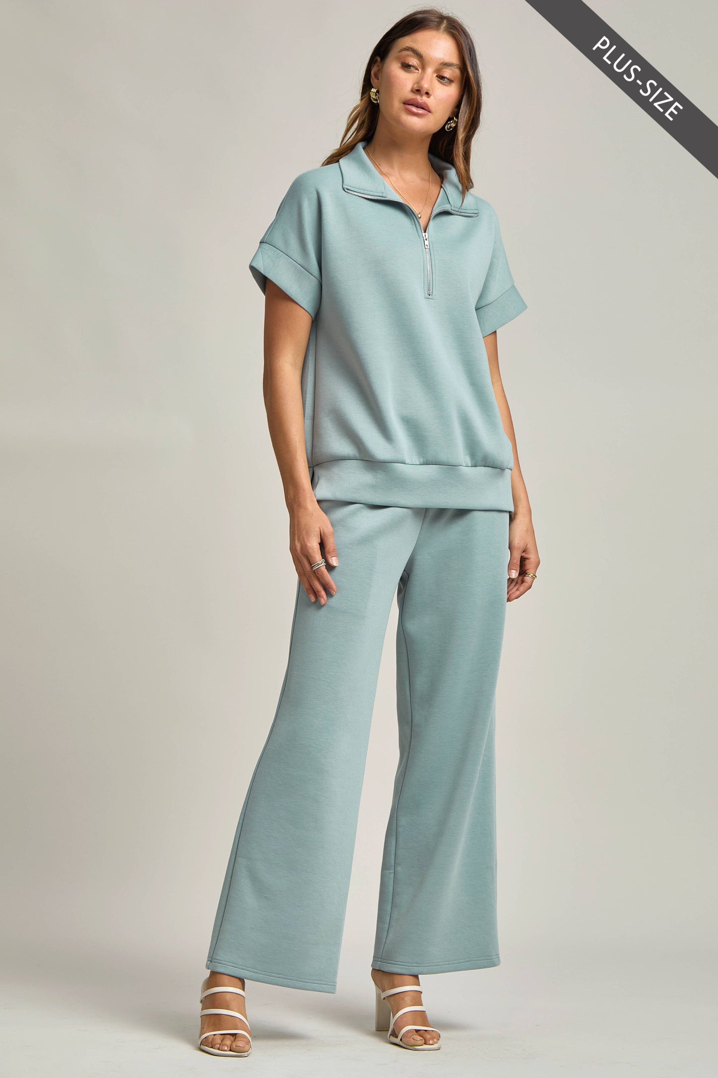 Dear Scarlett - PLUS SIZE Quarter Zip + Pants Modal Set TRVSET-CATALINAP