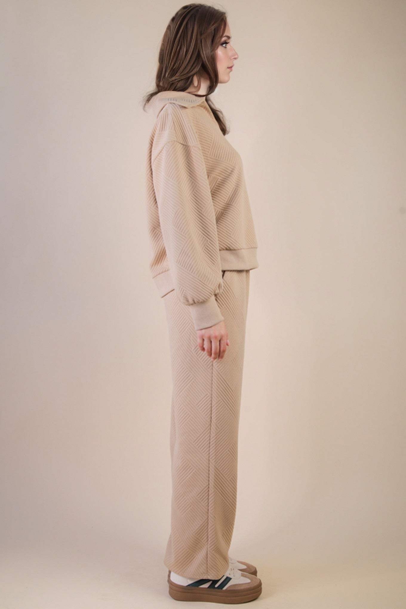 Textured Knit Casual Comfy Top & Pants Set