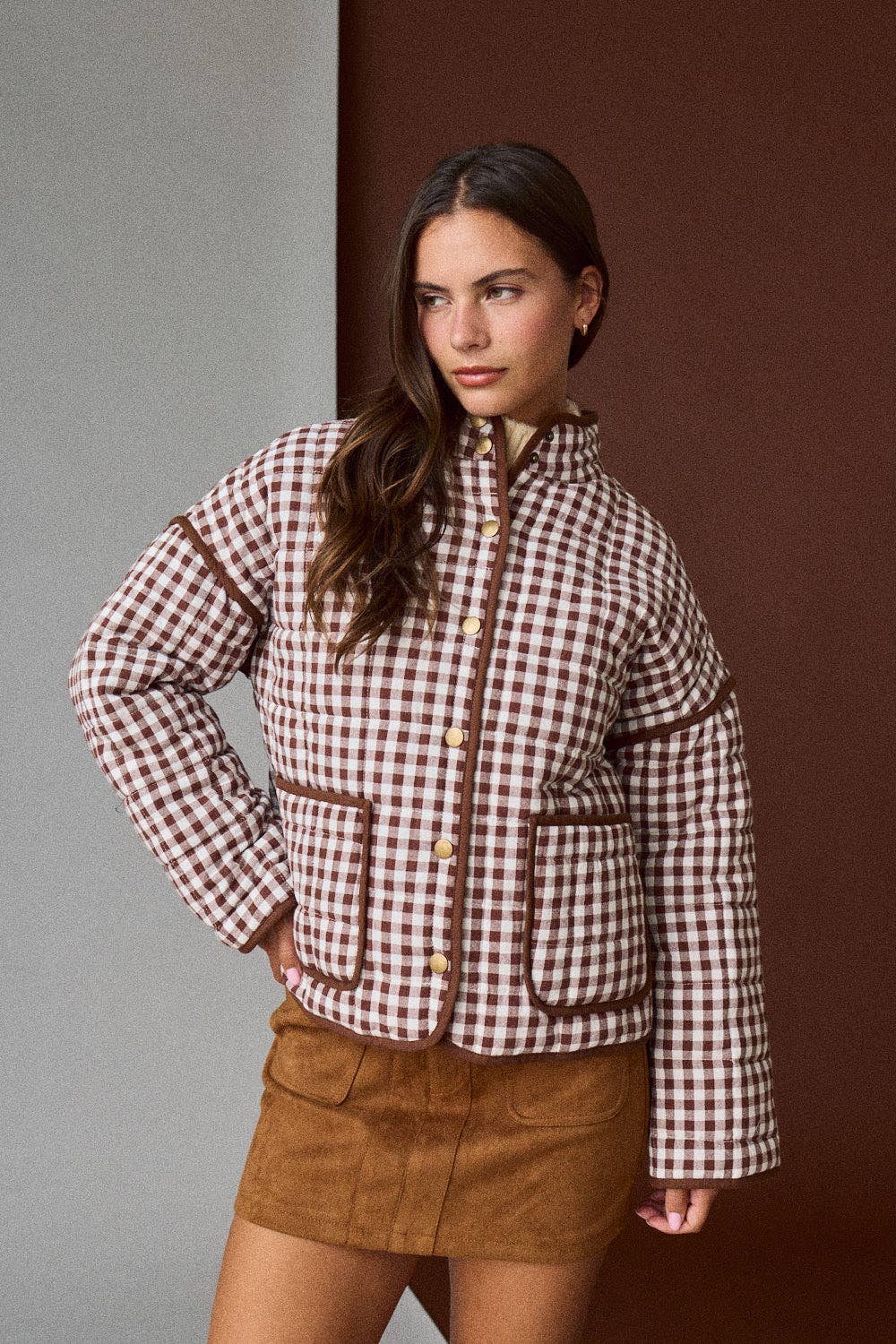 CHB-Gingham Quilted Jacket