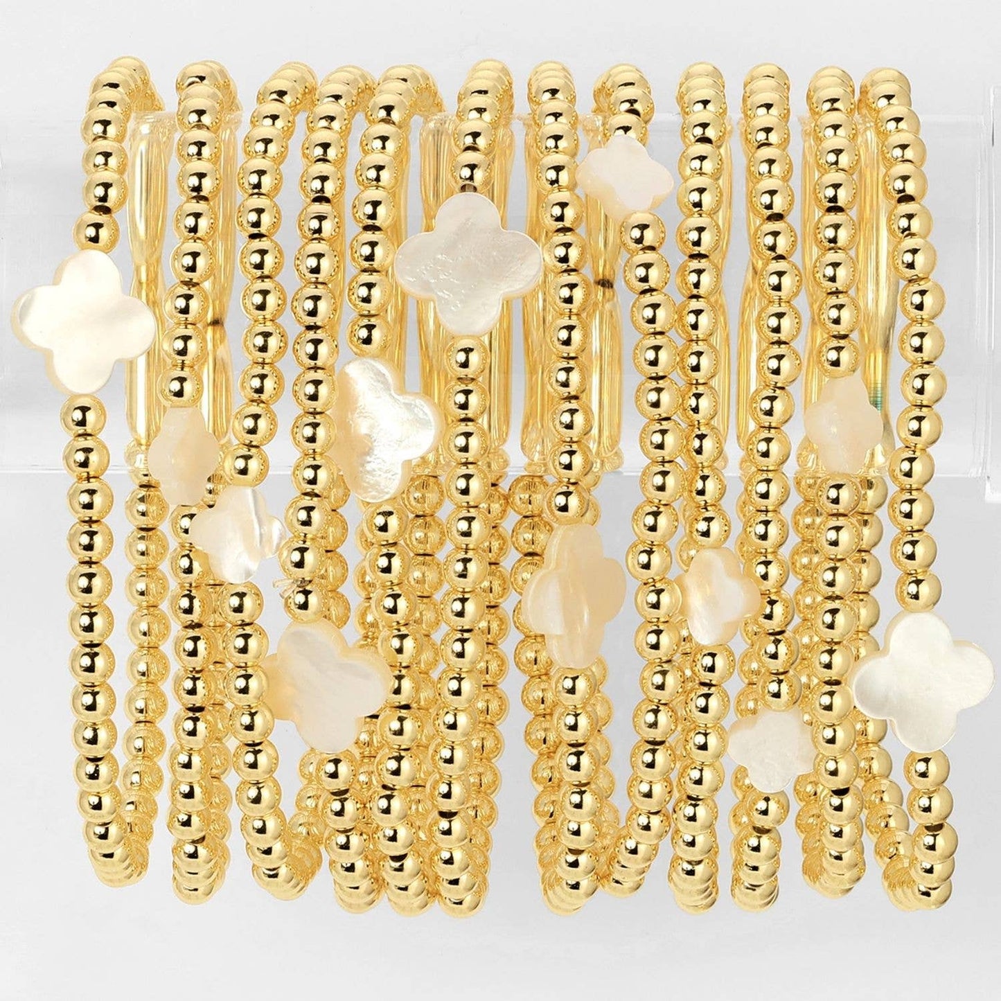 Splendid Iris - 4mm Bracelet With Shell Quatrefoil Accents