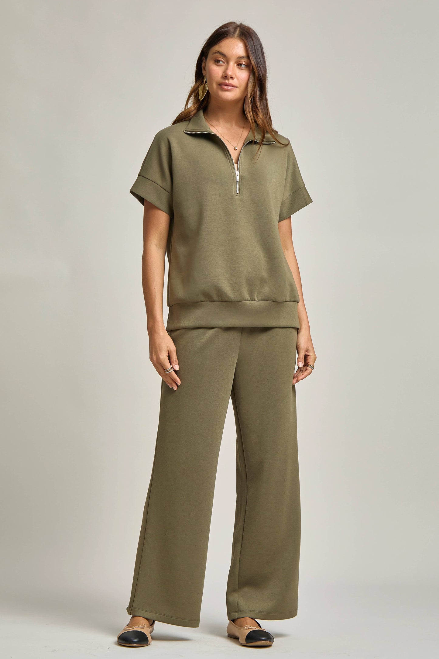 Dear Scarlett - Short Sleeve Quarter Zip + Pants Modal Set TRVSET-CATALINA