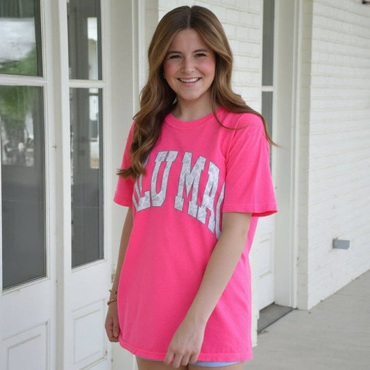 CrawfordHill- Camo Adult Neon Pink LuLu Mac Tee