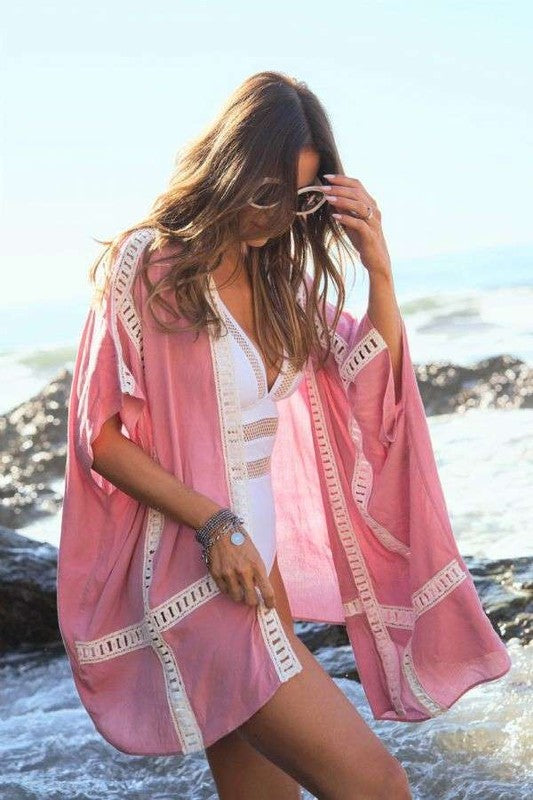 Printed Short Sleeve Kimono-Drop Ship