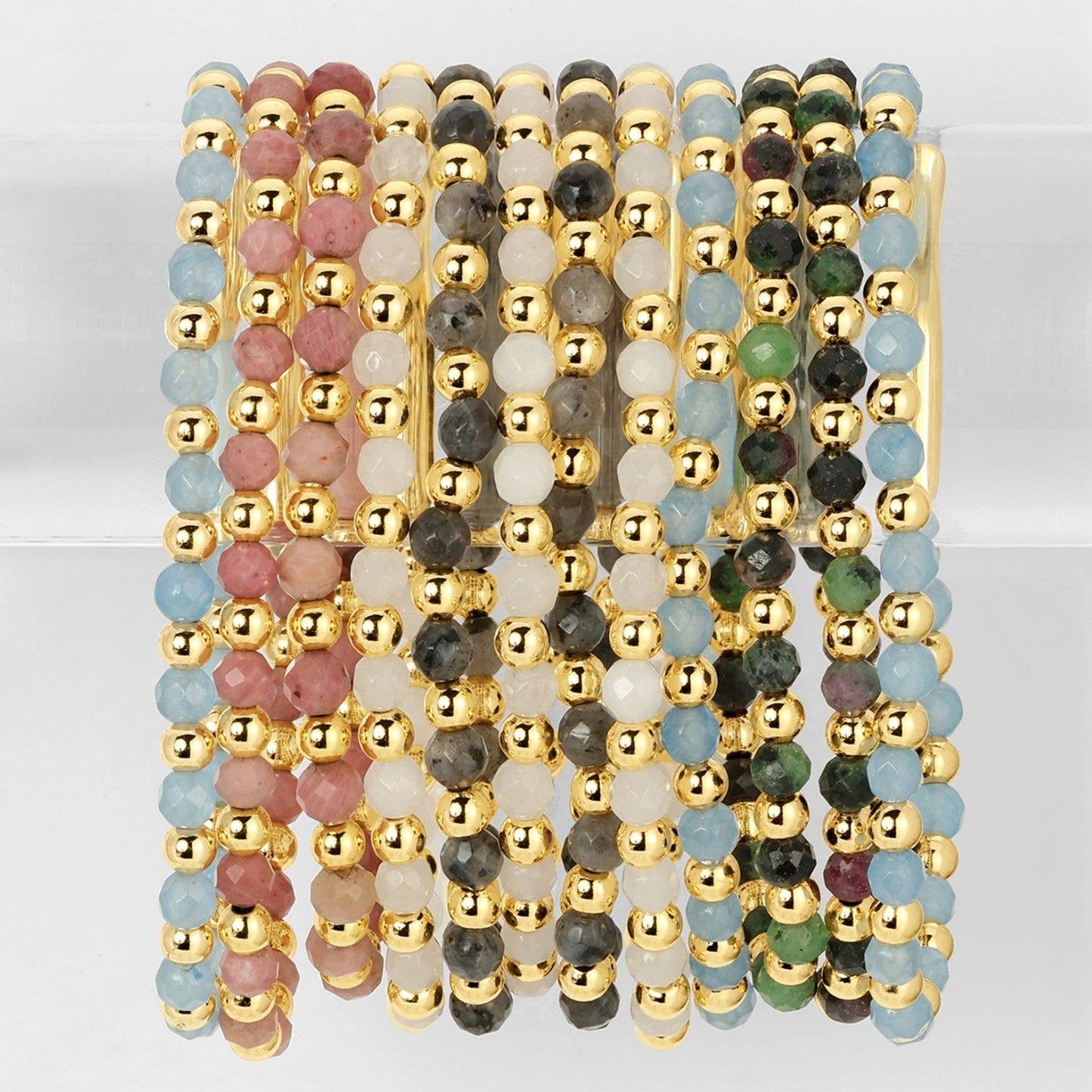 Splendid Iris - Stretch Stone & Bead Bracelet - Assorted
