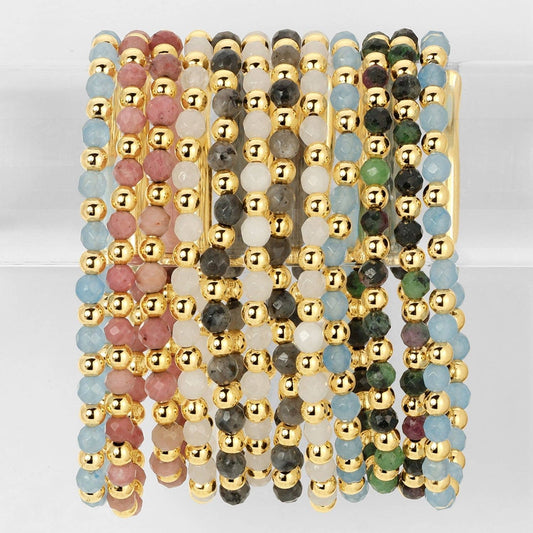 Splendid Iris - Stretch Stone & Bead Bracelet - Assorted