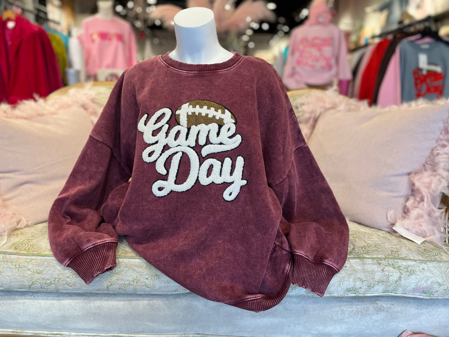 Zenana Vintage GameDay Football Sweatshirt