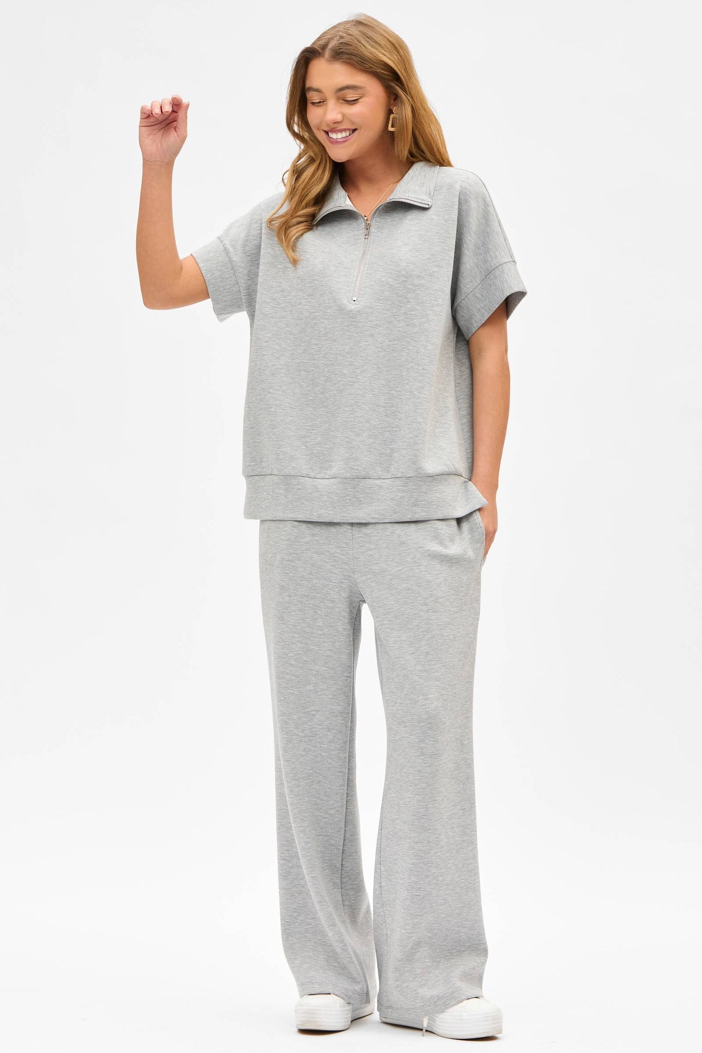 Dear Scarlett - Short Sleeve Quarter Zip + Pants Modal Set TRVSET-CATALINA