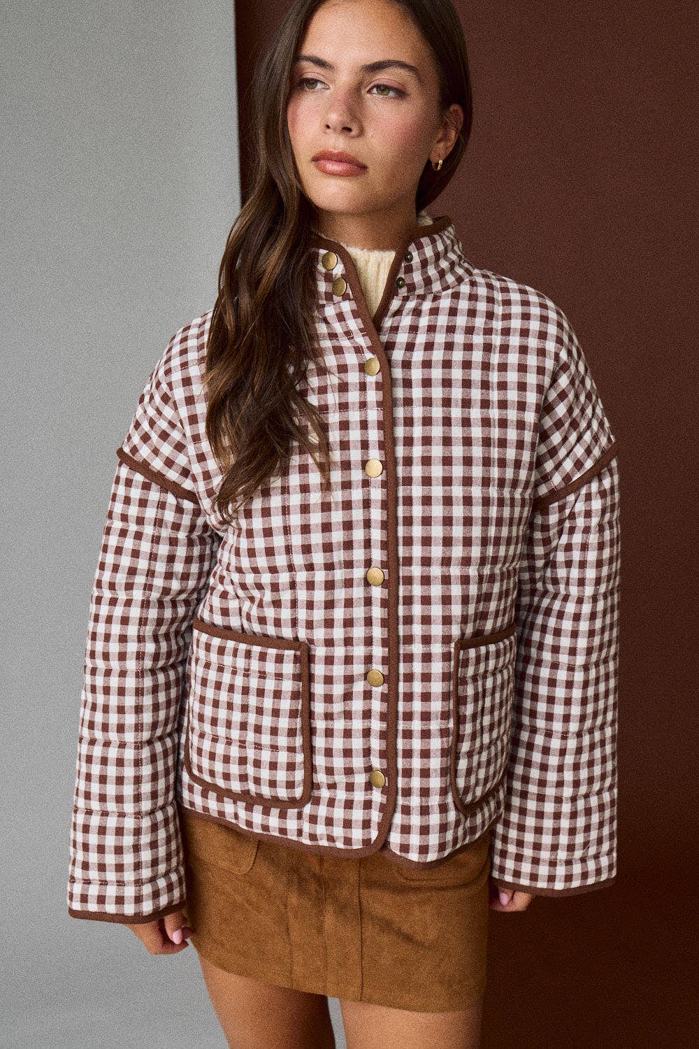 CHB-Gingham Quilted Jacket