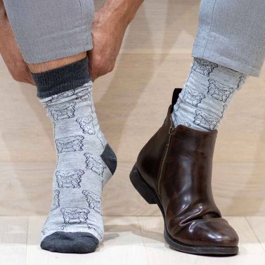Men's Bulldog Face Socks Gray/Charcoal One Size