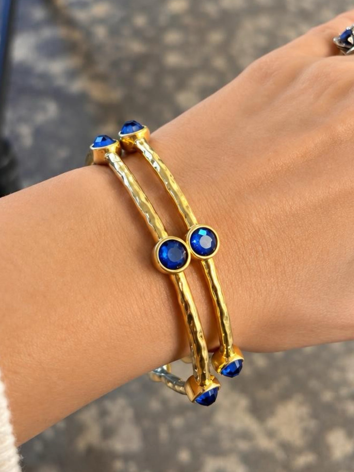 Sapphire Glow Gold Bangle