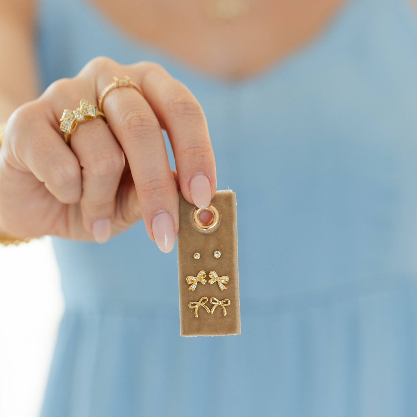 Bow Velvet Stud Set earrings