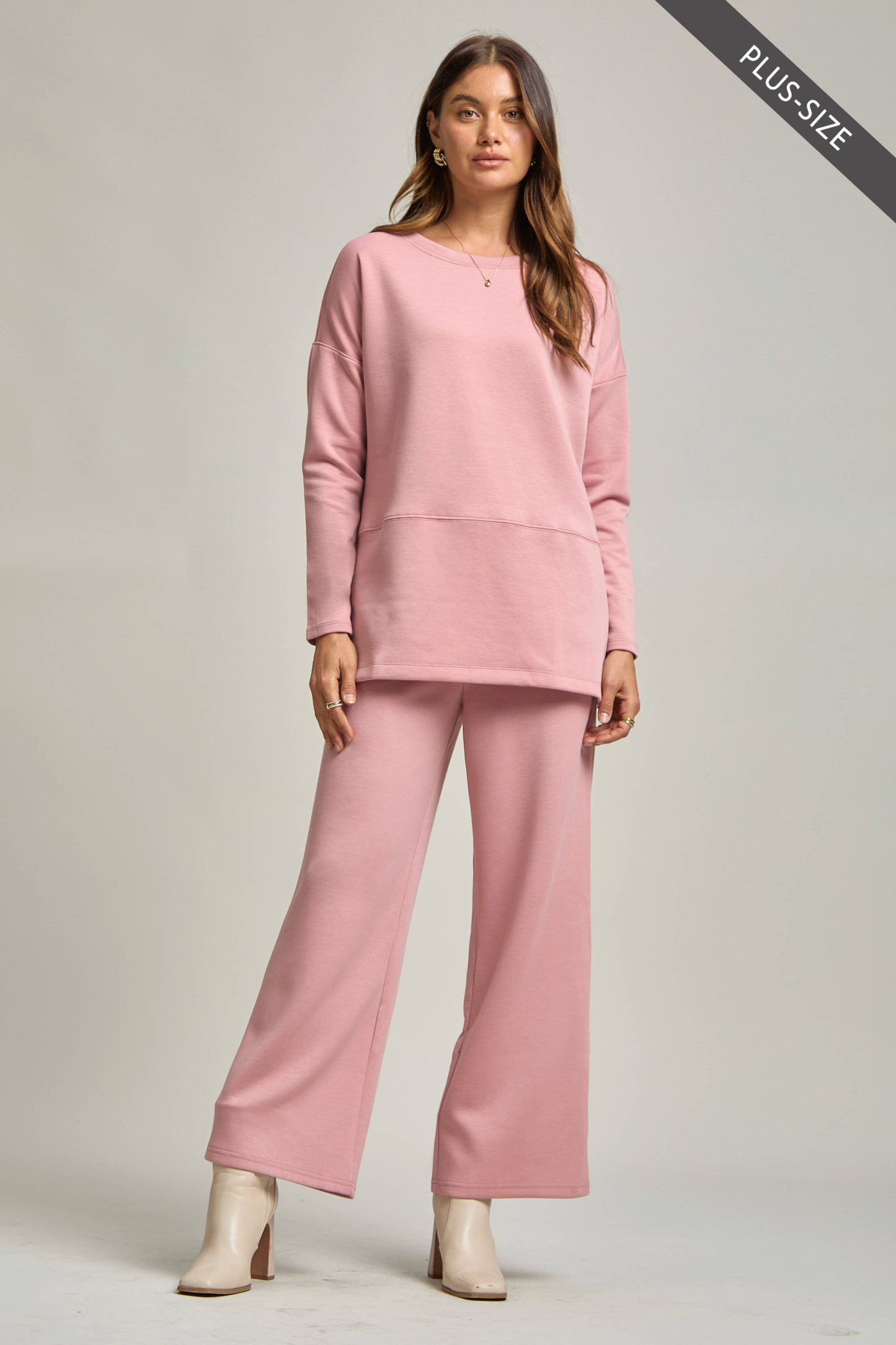 Dear Scarlett - PLUS SIZE Tunic Top + Straight Pants Travel Modal Set