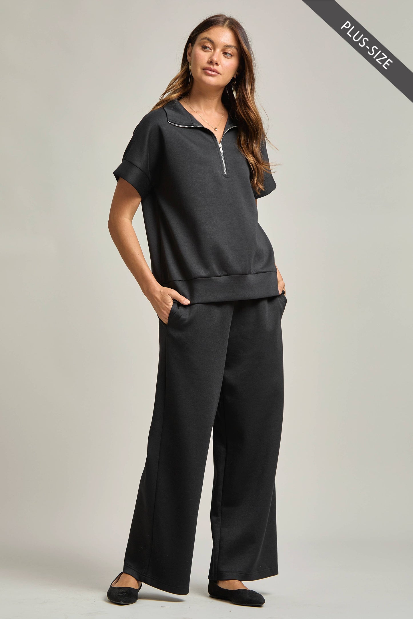 Dear Scarlett - PLUS SIZE Quarter Zip + Pants Modal Set TRVSET-CATALINAP