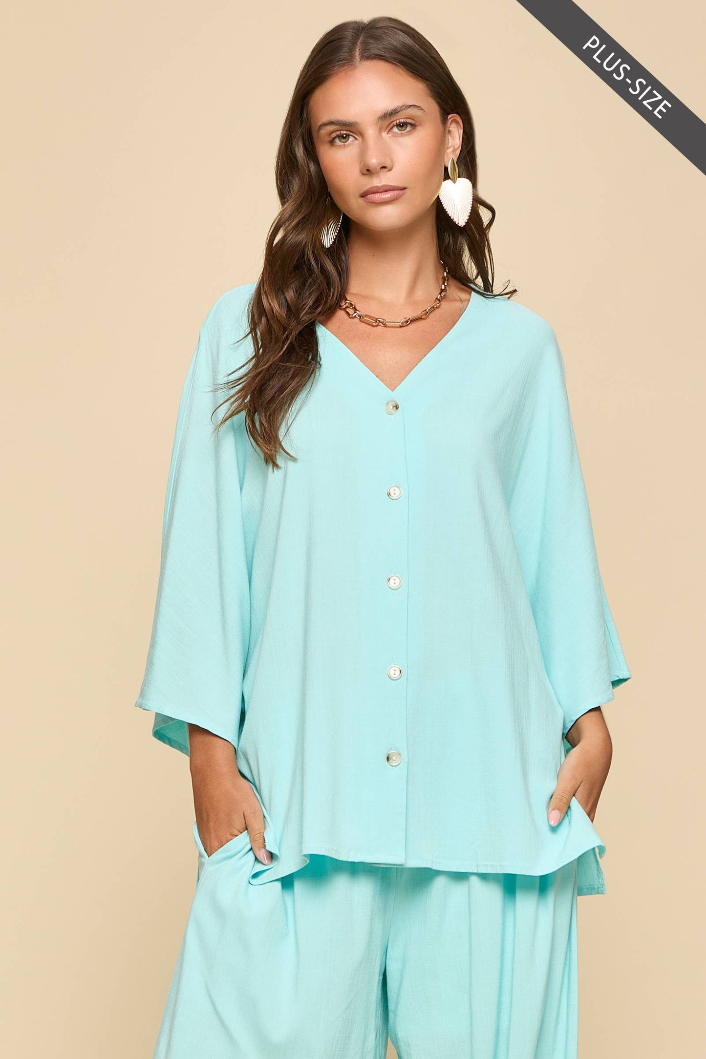 PLUS SIZE 2-Piece Linen Summer Set