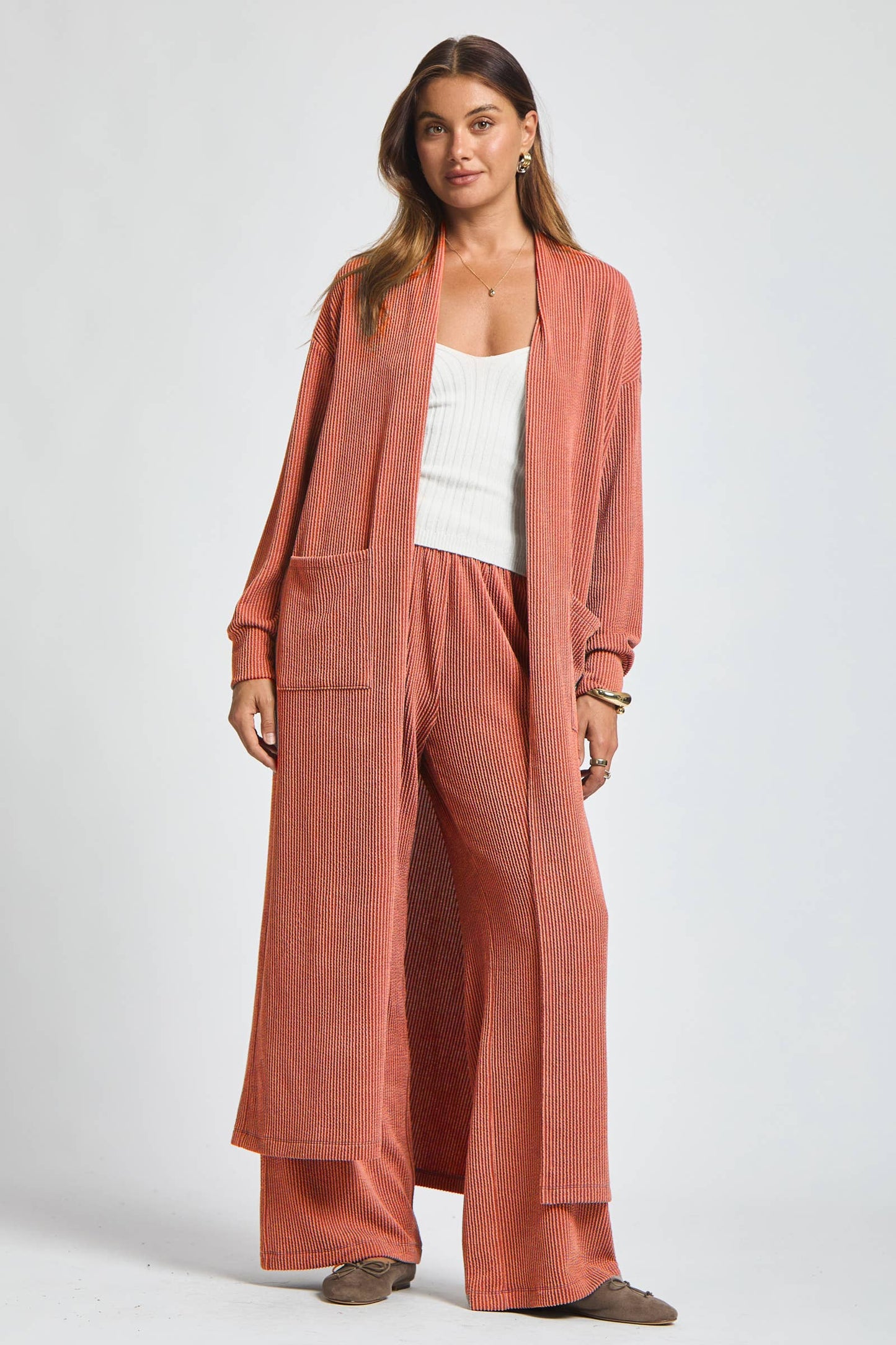 Dear Scarlett - Longline Cardigan + Relaxed Pants 2 Piece