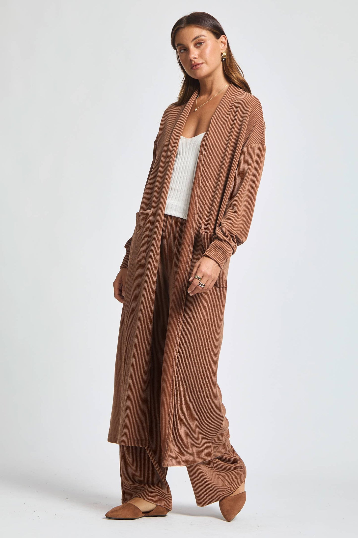 Dear Scarlett - Longline Cardigan + Relaxed Pants 2 Piece