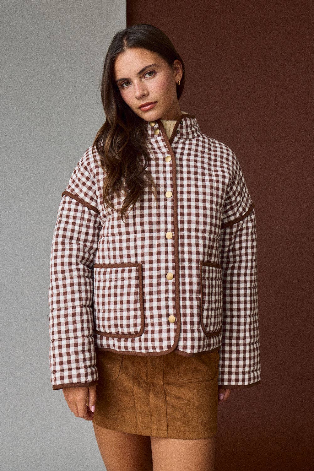 CHB-Gingham Quilted Jacket