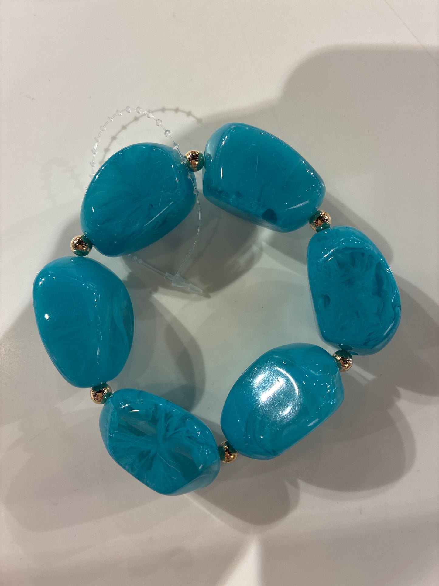 Chunky Marble Acrylic Beaded Stretch Braclet