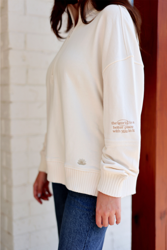 Jadelynn Brooke - A Better Place With You - Early Riser Quarter Zip - Cream