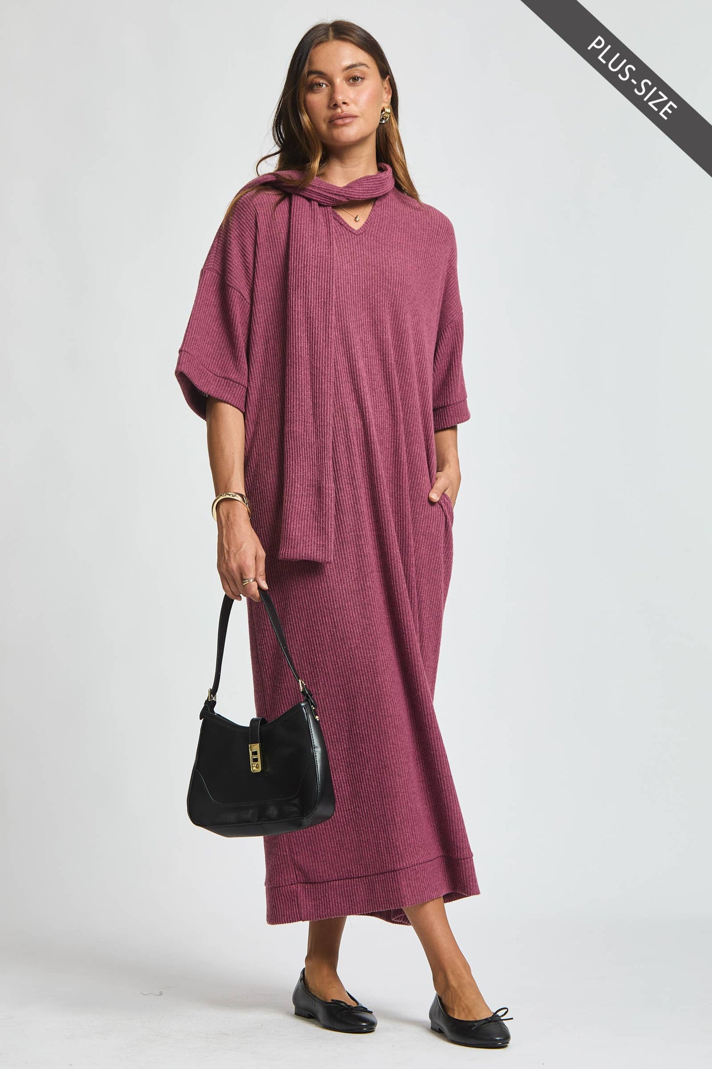 Dear Scarlett - PLUS SIZE Relaxed Fit Ribbed Maxi Dress
