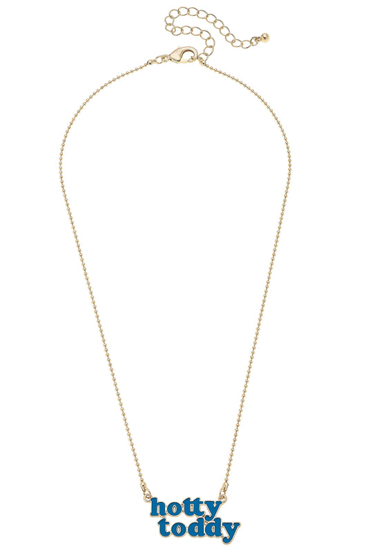 Ole Miss Rebels Slogan Necklace in Blue/Shiny Gold