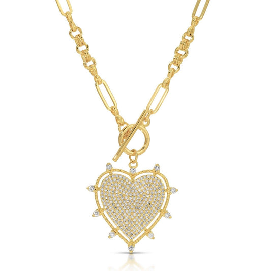 Splendid Iris - Large Pave Toggle Heart Necklace