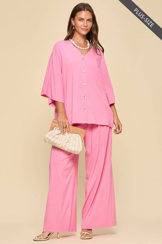 PLUS SIZE 2-Piece Linen Summer Set