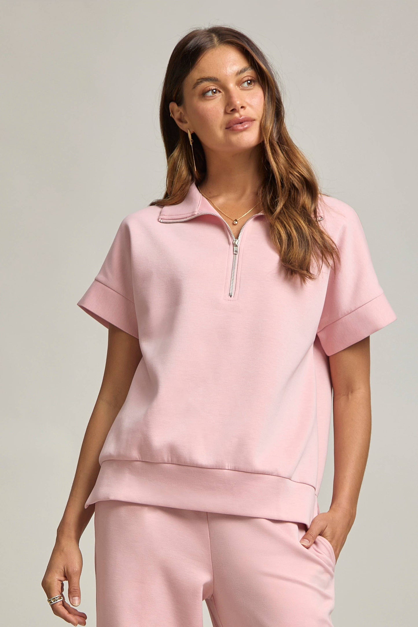 Dear Scarlett - Short Sleeve Quarter Zip + Pants Modal Set TRVSET-CATALINA