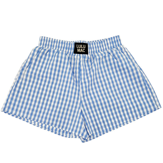 CrawfordHill -LT. BLUE GINGHAM BOXER SHORT