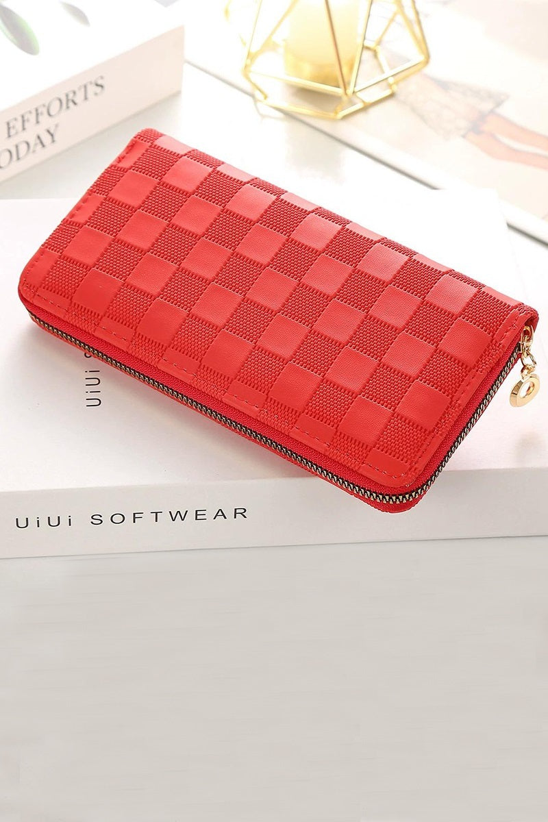 Checkered Monogram Vegan Leather Long Wallet