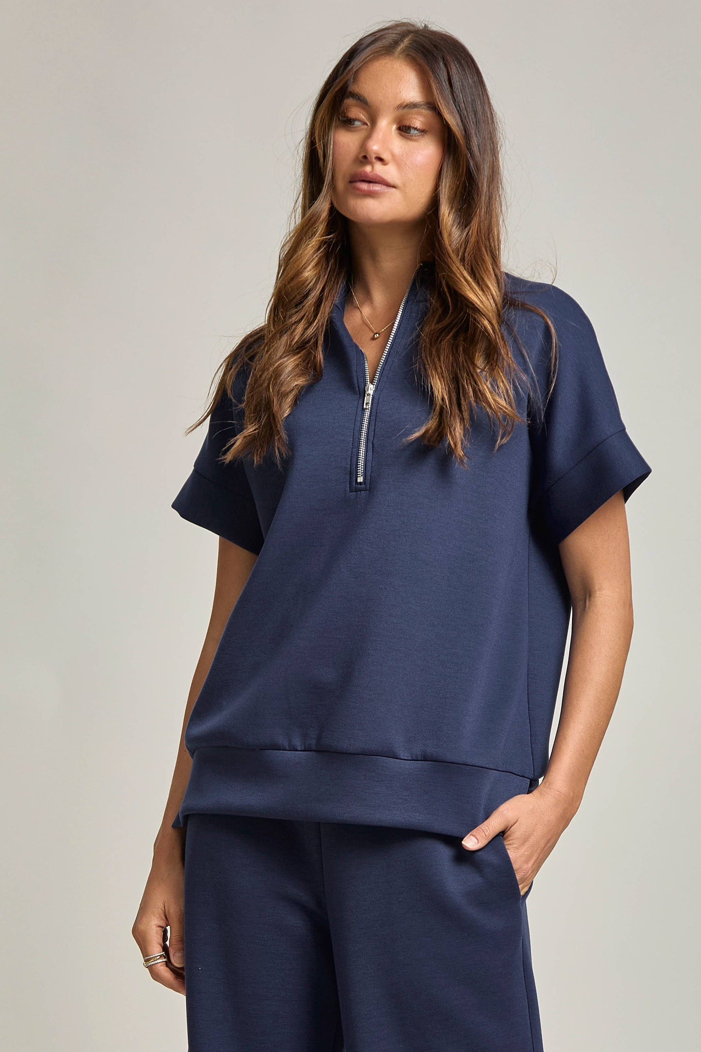 Dear Scarlett - Short Sleeve Quarter Zip + Pants Modal Set TRVSET-CATALINA